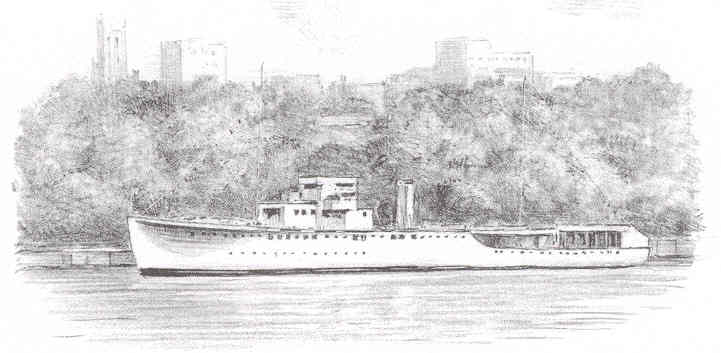 Line drawing of the ship, from the menu