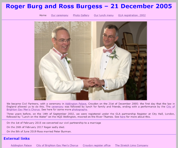Ross and Roger's civil partnership 2005